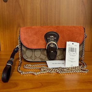 SOLD NWT Coach Khaki Multi Suede/Leather Crossbody Bag